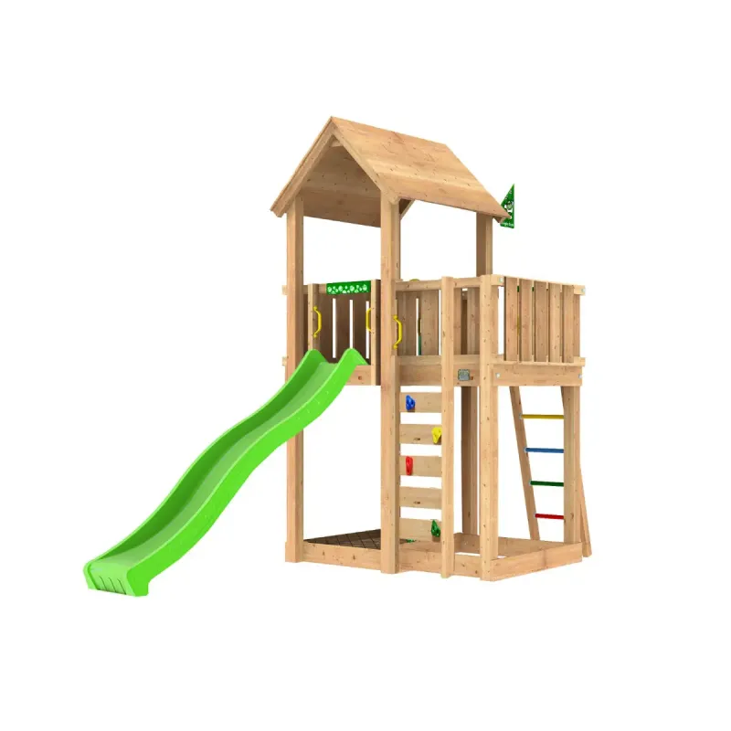 Legetårn Komplet Jungle Gym Mansion Inkl Grøn Rutsjebane