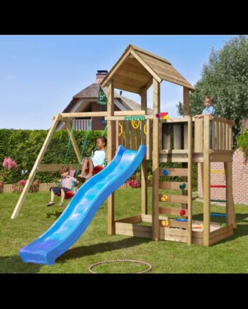 Legetårn Komplet Jungle Gym Mansion     Inkl  Swing Modul Og Blå Rutsjebane