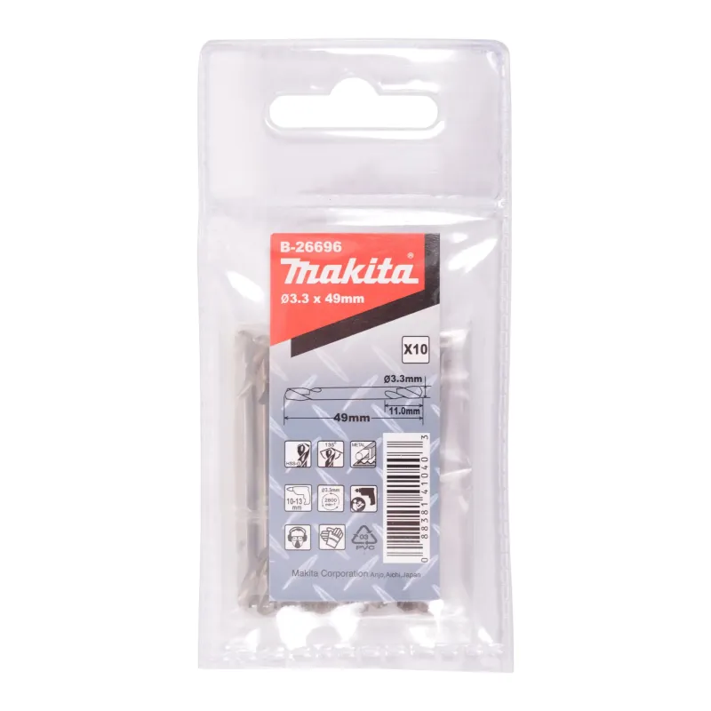 Makita Dobbelt Bor   3x49mm Hss 10 Stkk  -26696
