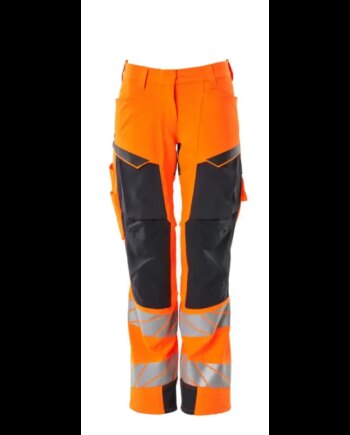 Mascot  Accelerate Safe Bukser Med Knælommer 19078-511 Dame Hi-vis Orange-mørk Marine