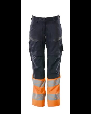 Mascot  Accelerate Safe Bukser Med Knælommer 19678-236 Dame Mørk Marine-hi-vis Orange
