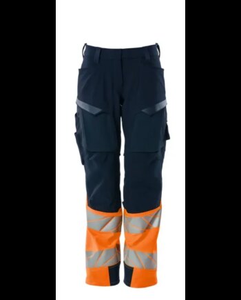 Mascot  Accelerate Safe Bukser Med Knælommer 19178-511 Dame Mørk Marine-hi-vis Orange