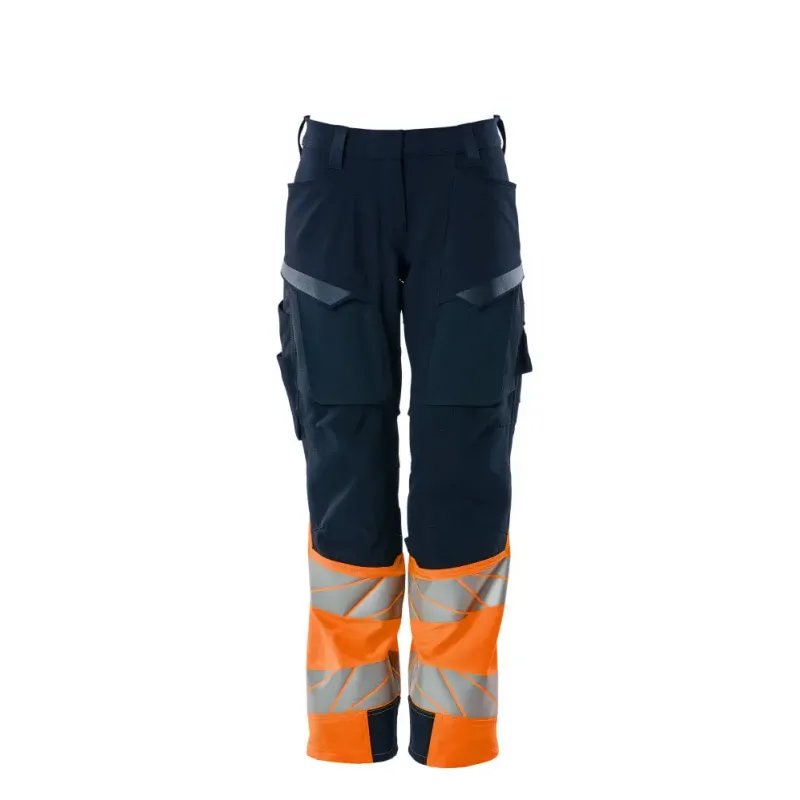 Mascot  Accelerate Safe Bukser Med Knælommer 19178-511 Dame Mørk Marine-hi-vis Orange