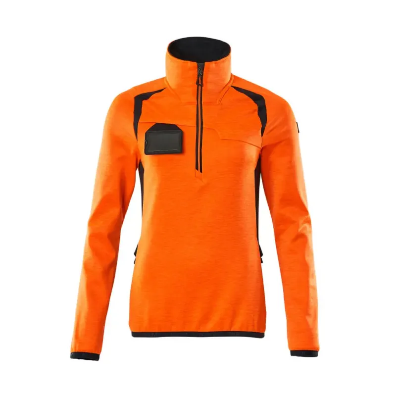 Mascot  Accelerate Safe Fleecetrøje Med Kort Lynlås 19353-316 Dame Hi-vis Orange-mørk Marine