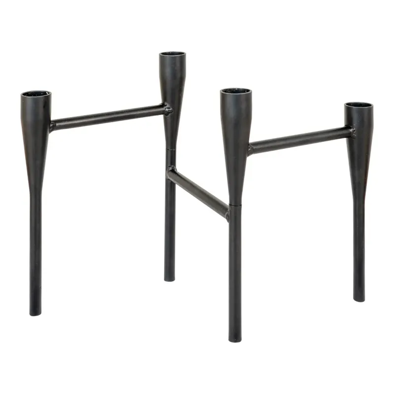 Metal Lysestage Lys Sort 15x28x21 Cm 4561160