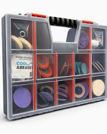 50mm Cool Abrasives Slibesæt Til Roloc Type   System Smart Plastkasse Indeholdende 48 Stk