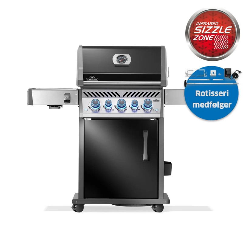 Napoleon Rogue Pro- 425 Rustfri Stål Sort Inkl Rotisseri Gasgrill Rps425rsibpk- -dk-