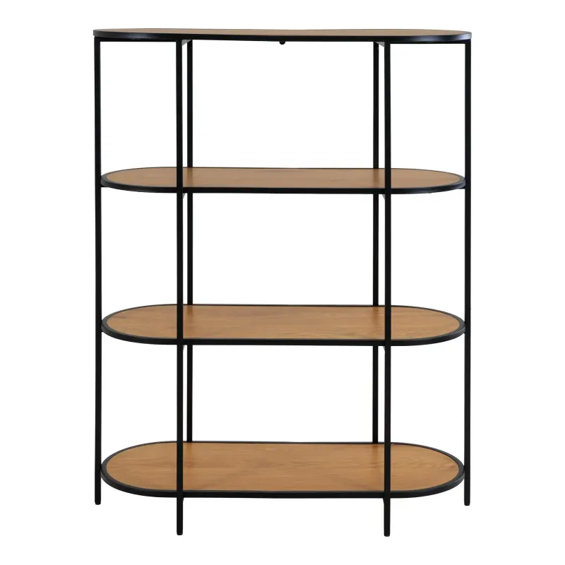 Oval Reol Med Sort Ramme Og Egetræslook Hylder 3001155