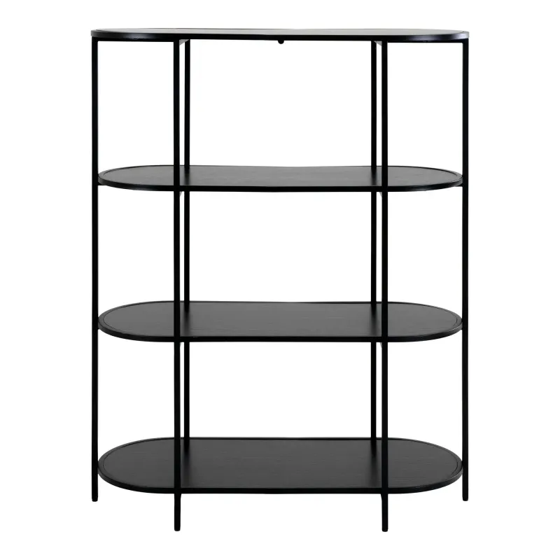 Oval Reol Med Sort Ramme Og Sorte Hylder 3001150