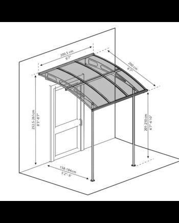 Palram Vega 2000 Dør Baldakin   Terrasseoverdækning  Grå 540-112