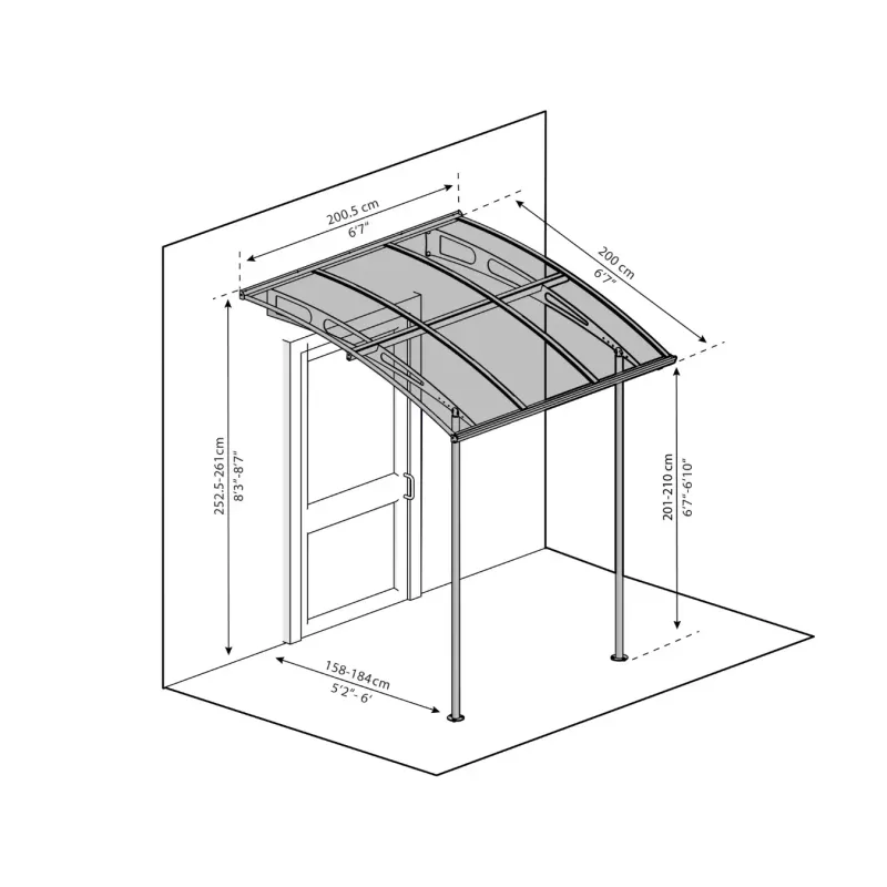 Palram Vega 2000 Dør Baldakin   Terrasseoverdækning  Grå 540-112