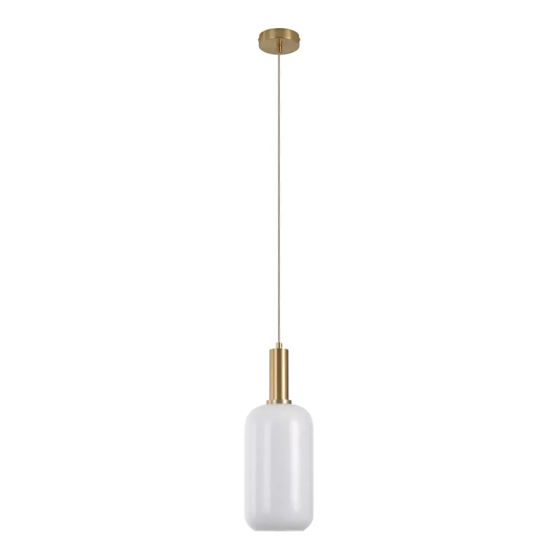 Pendel Pendel Cylinderformet Hvidt Glas Og Messingfatningn150 Cm Stofledning Pære: E27 40w 6406200