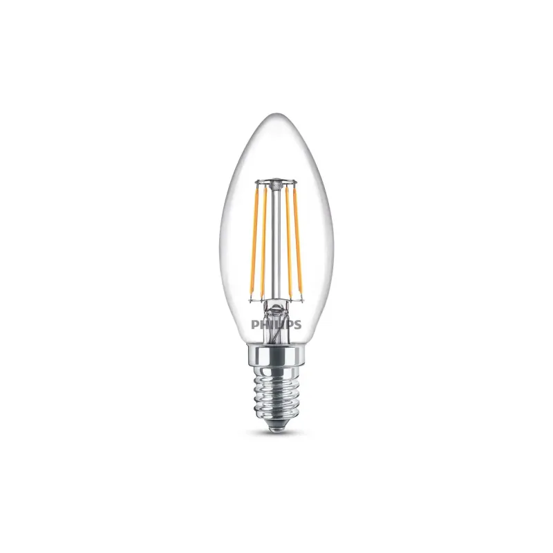 Philips Ledclassic Kerte Filament  40w  E14  Varm Hvid  Klar Ikke Dæmpbar   -stk  8718696775035