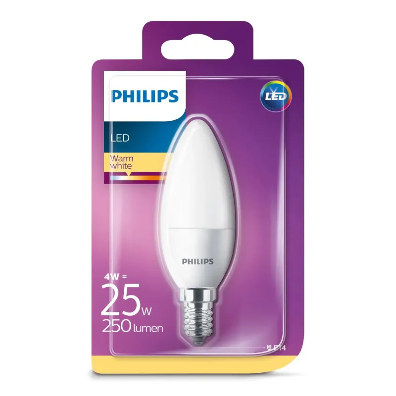 Philips Led 25w  Kerte  Varm Hvid  E14  Mat  Ikke Dæmpbar    Stk 8718696474914