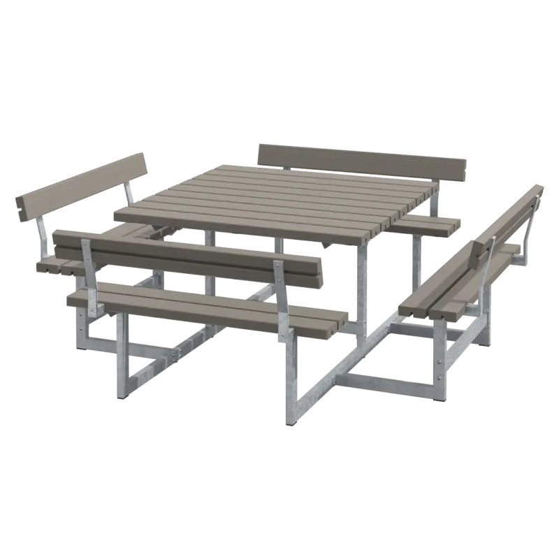 Plus Picnic Bord Bænkesæt     Ryglæn 224 Cm Gråbrun 188812-18