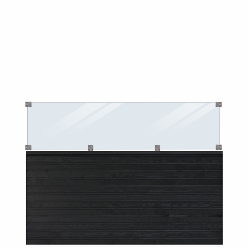 Plus Plank Byg-selv Plankeværk Glas 174x125cm Sortgrundet 17778-15