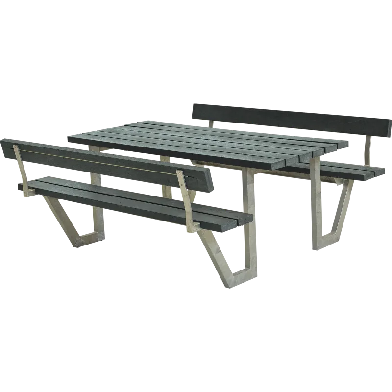 Plus Wega Bord Bænkesæt     Ryglæn 177 Cm Retex Grå 187712-38
