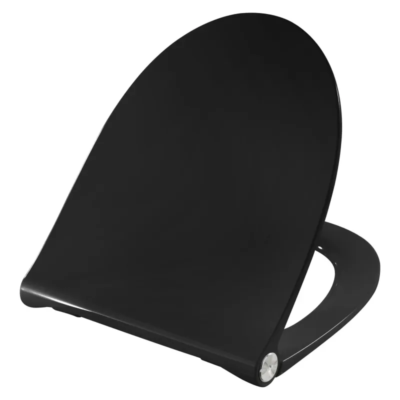 Presalit Toiletsæde -form S1068 Med Soft Close Lift-off Og Polygiene Sort Universal Kipanker Beslag Topmonteret