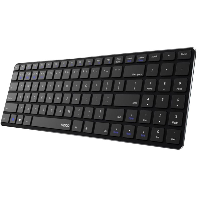 Rapoo E9100m Multi-mode Trådløs Keyboard Nordisk Layout Sort Tastatur