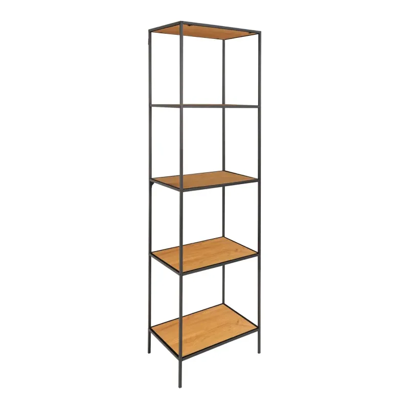 Reol Med Sort Ramme Og    Egetræslook Hylder 51x36x170 Cm 3001075