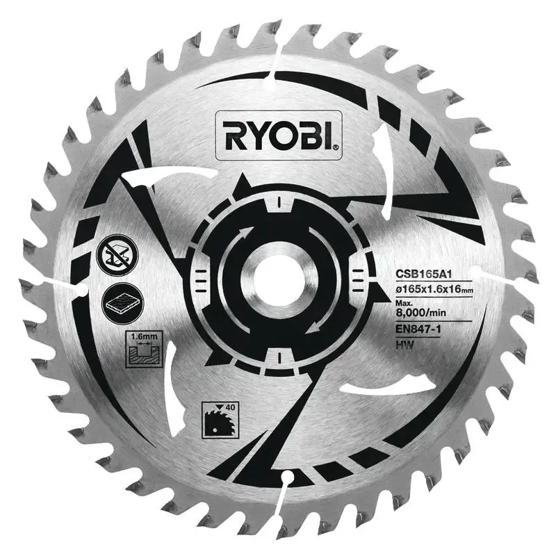 Ryobi Rundsavsklinge 165   16 Mm  Huldiameter  40 Tænder Csb165a1