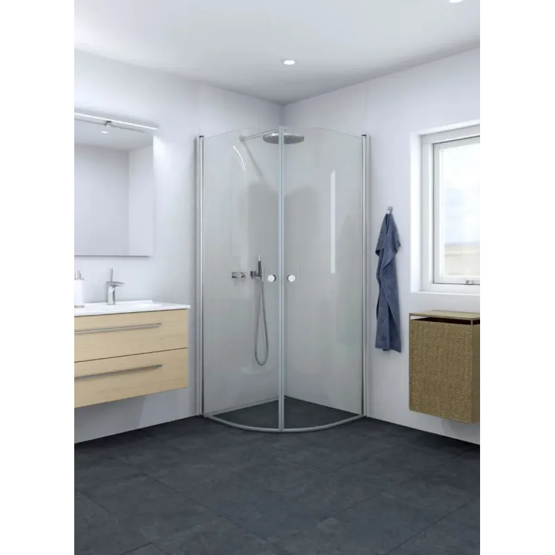 Scanbad Brusedør     200cm Halvrund 99-101 Cm Satin Klar