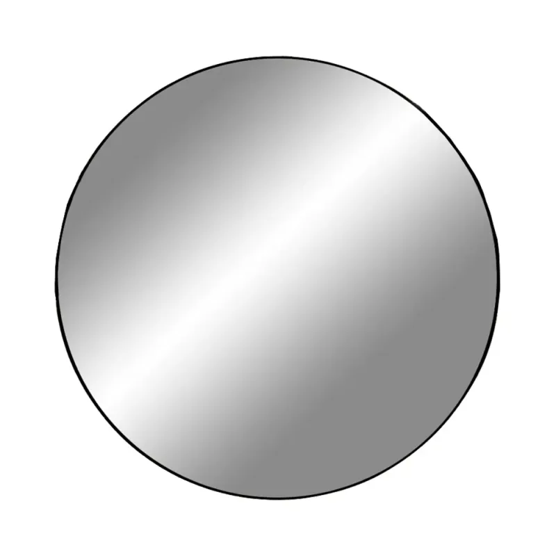 Spejl Med Ramme   Sort ø80 Cm 4001220