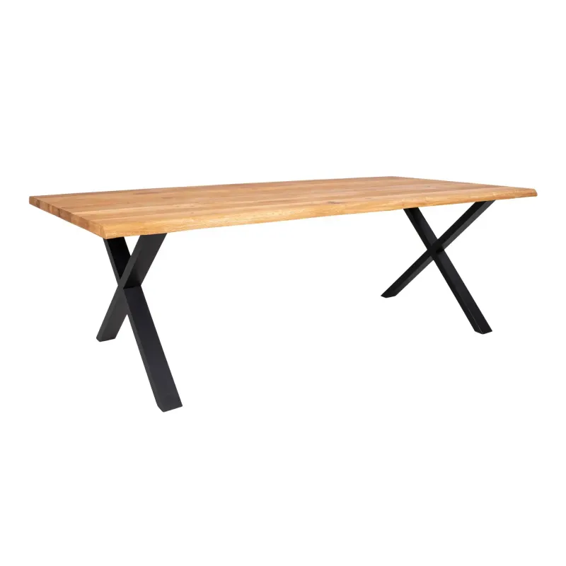 Spisebord   Olieret Eg Med Bølget Kant Forberedt Tillægsplader 240x95xh75 Cm 2201560