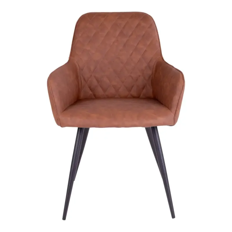 Spisebordsstol   Vintage Brun Kunstlæder Med Sorte Ben Hn1220 1001150