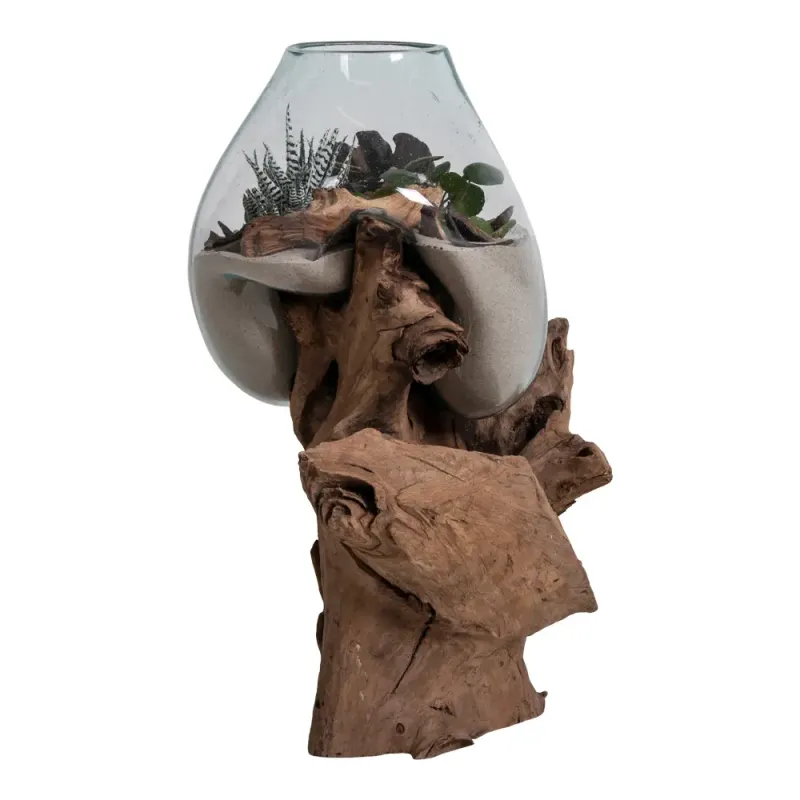 Vanddråbe   Glas Med Træfod H50 Cm 4501052