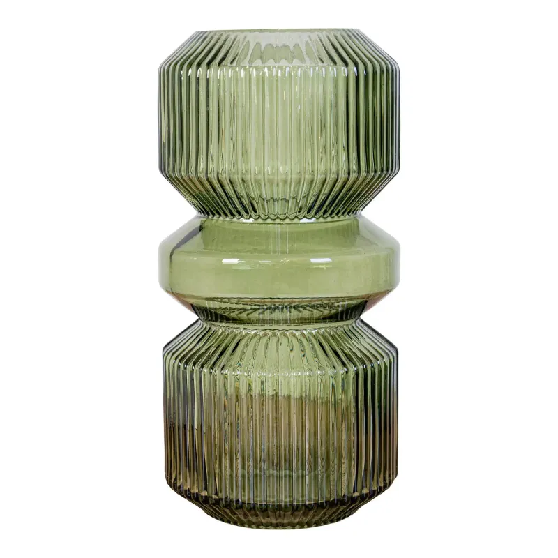 Vase   Grøn Glas ø12x24   Cm 4441070