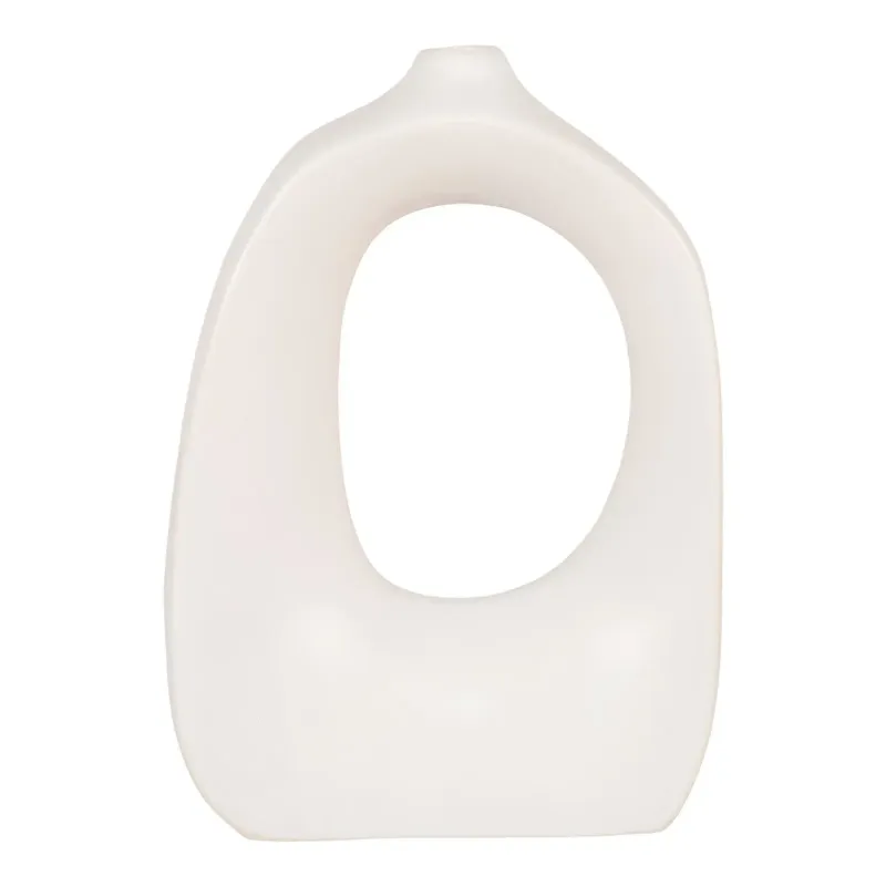 Vase   Organisk Form Hvid Keramik 9x20x27   Cm 4441730