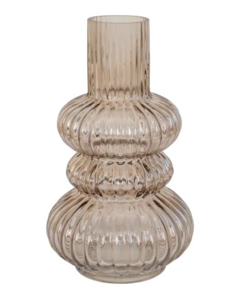Vase   Røget Mundblæst Glas ø15x25 Cm 4441355