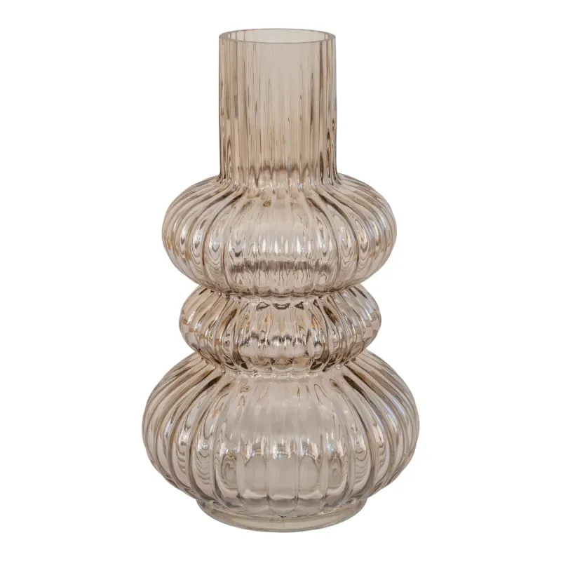 Vase   Røget Mundblæst Glas ø15x25 Cm 4441355
