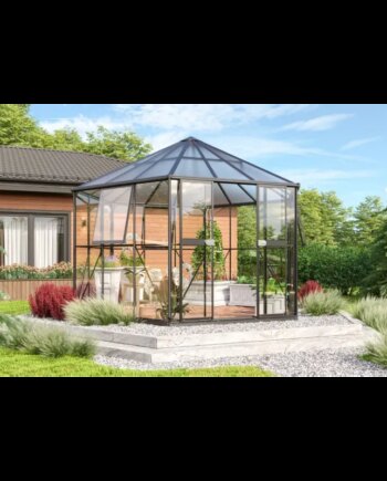 Vitavia Hera   9000 Sort Drivhus 3mm Hærdet Glas  6mm Polytag