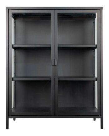 Vitrineskab   Sort Med Glaslåger 40x80x101   Cm 3001045