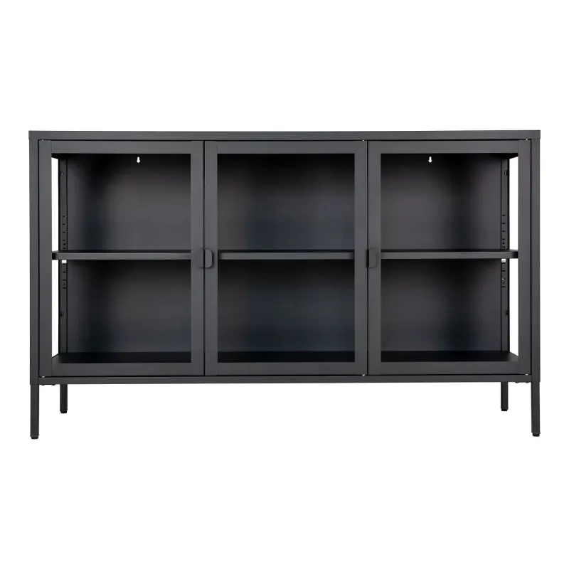 Vitrineskab   Sort Med Glaslåger 40x140x85 Cm 3001050