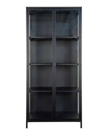 Vitrineskab   Sort Med Glaslåger 35x80x175 Cm 3001040