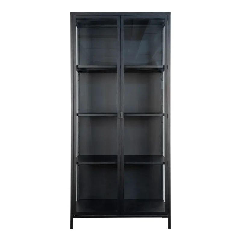 Vitrineskab Sort Med Glaslåger 35x80x175 Cm 3001040