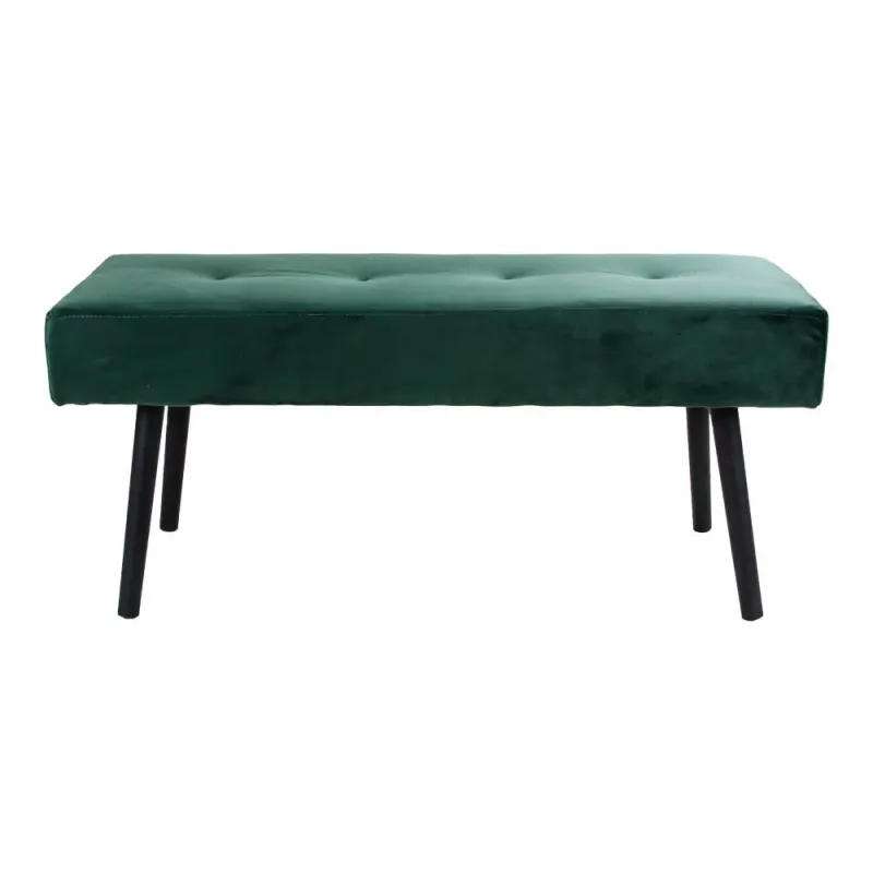 Bænk   Mørkegrøn Velour Med Sorte Ben Hn1206 1401004