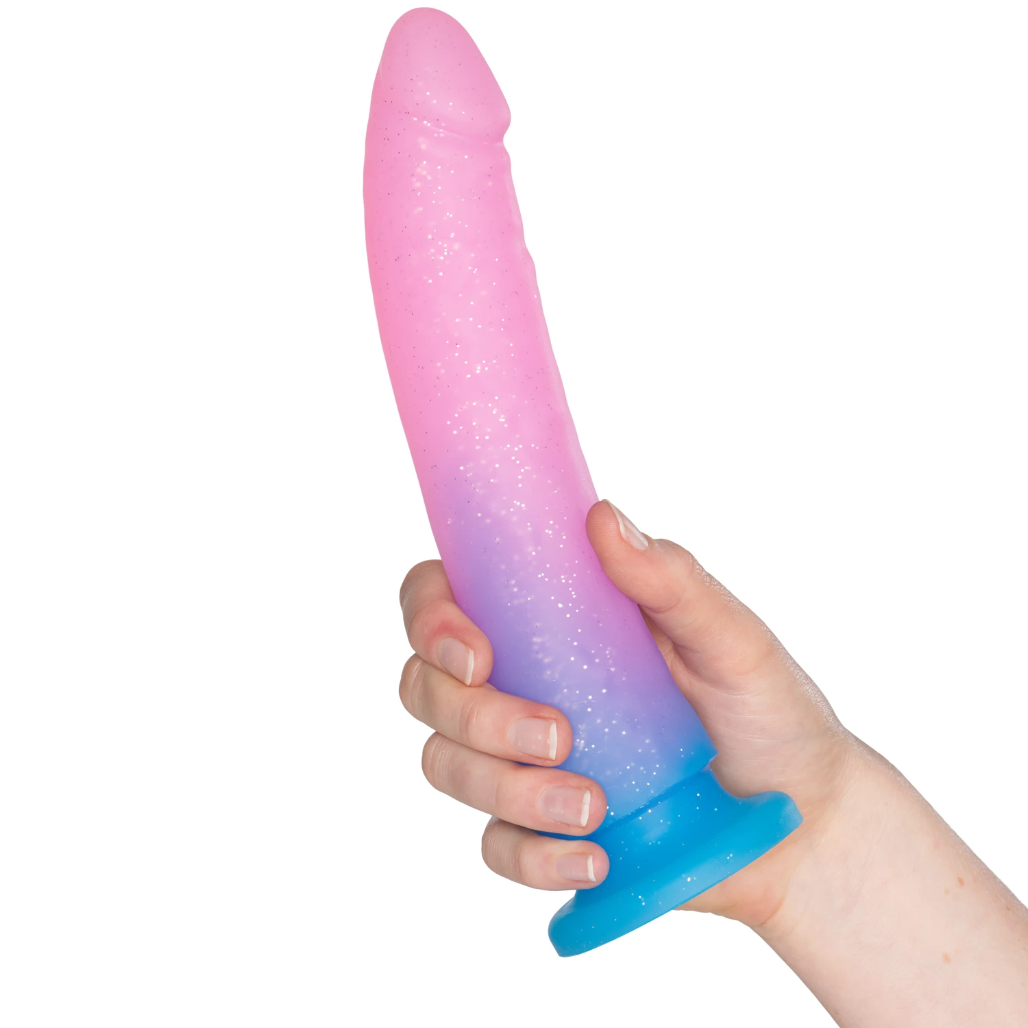 Baseks Gradient Glitter Large Blå Dildo 22   Cm