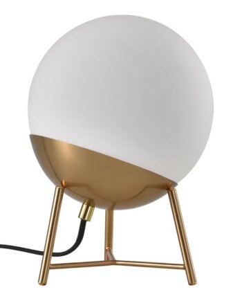 Bordlampe Lampe   Kugleformet Hvidt Glas Og Messingfatningn150 Cm Stofledning Pære: E27 40w 6406230