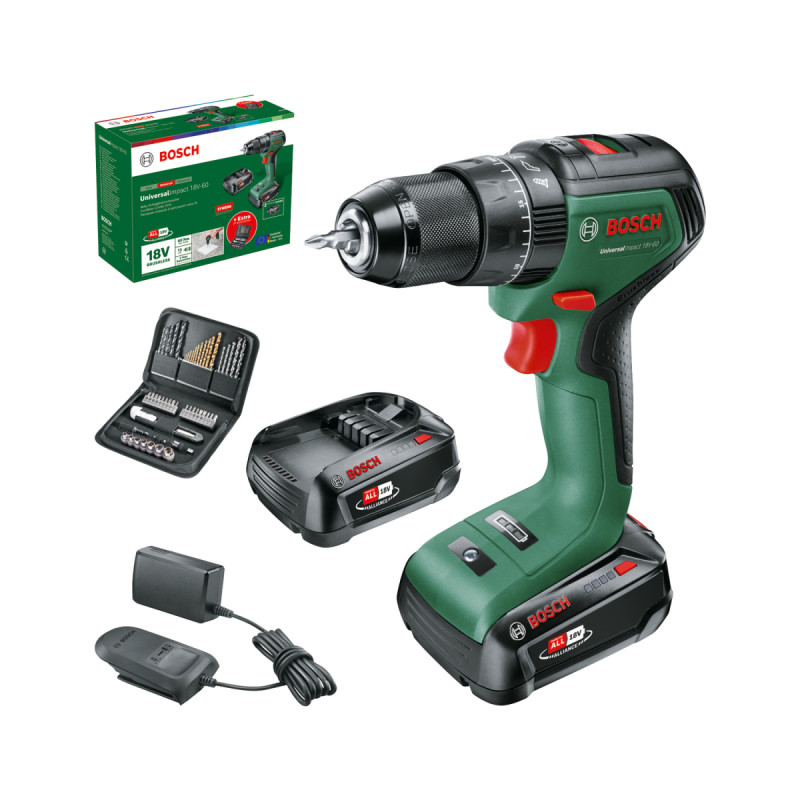 Bosch Akkuslagboremaskine 18v-60 2x2ah 51ac 06039d7106