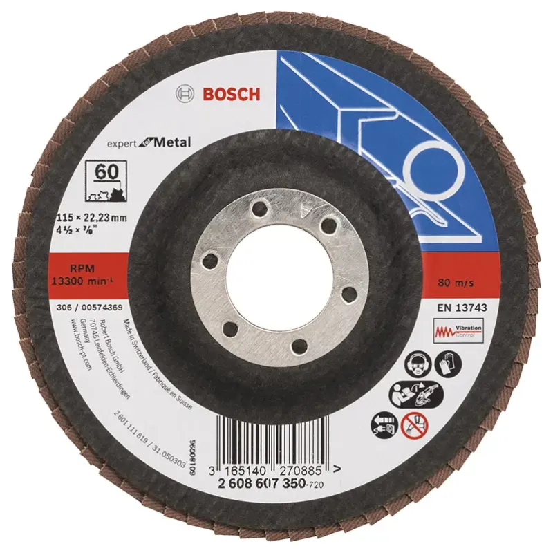 Bosch Lamelslibeskive  :  ø115x22mm K60 Flad 2608607350