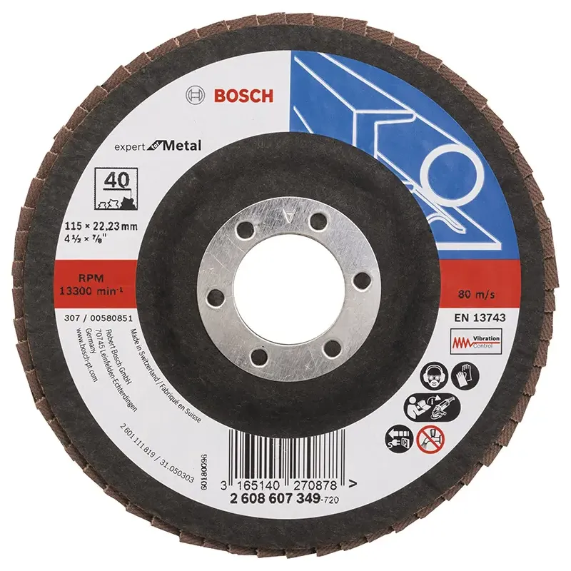 Bosch Lamelslibeskive  :  ø115x22mm K40 Flad 2608607349