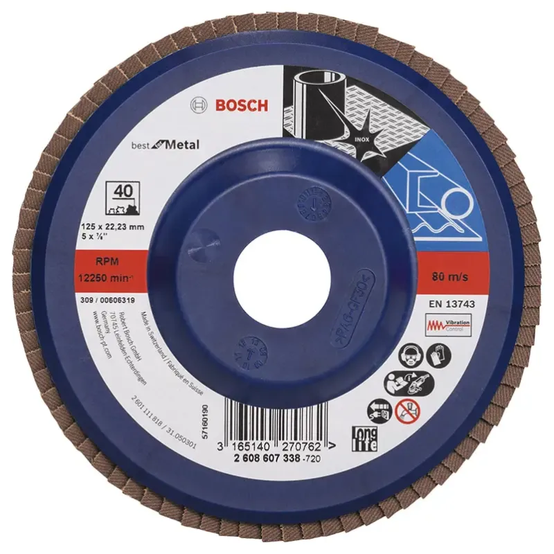 Bosch Lamelslibeskive  :mt ø125x22mm K40 Flad 2608607338