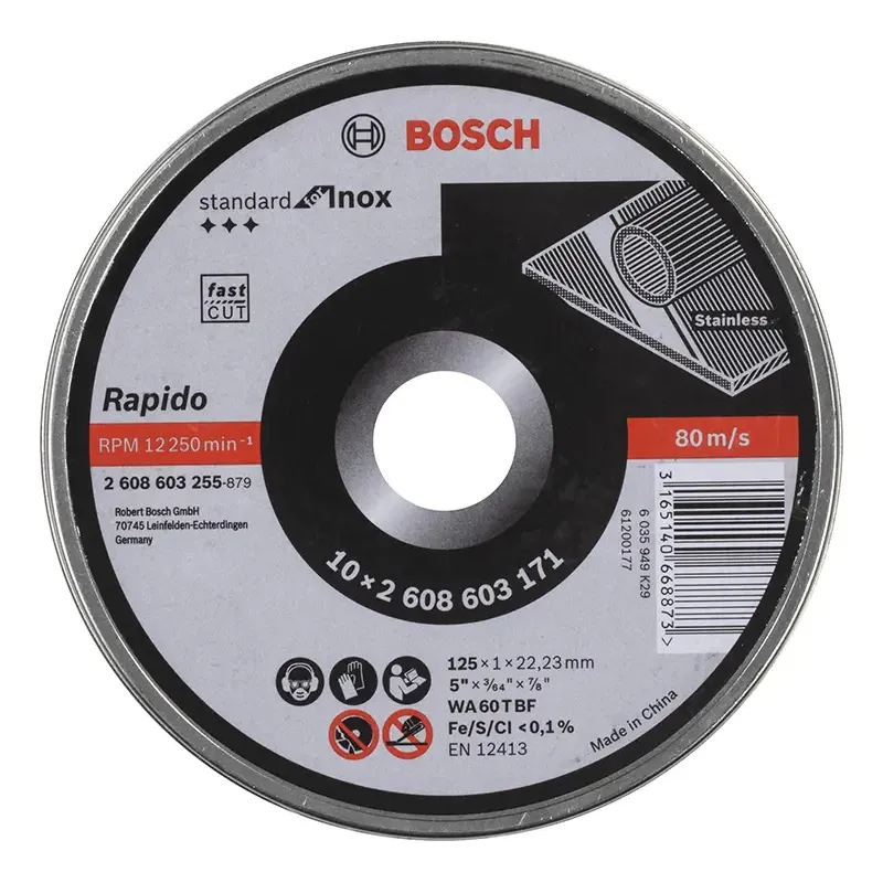Bosch Skæreskive Lige Inox 125x1 0mm 10 Stk 2608603255