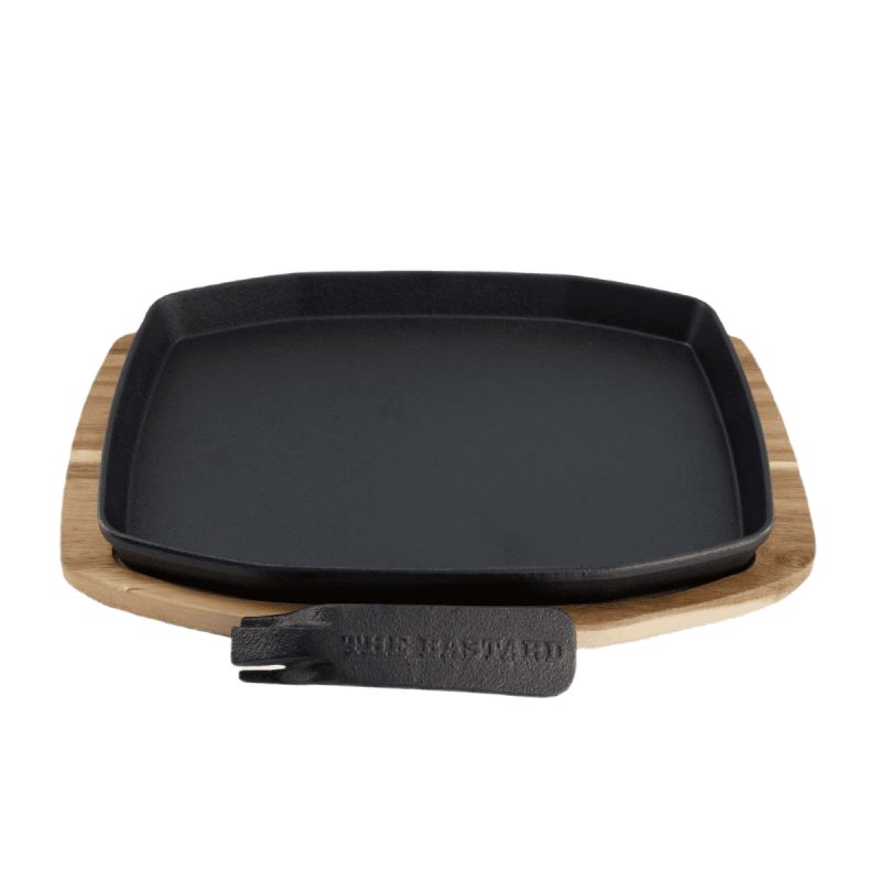 The Bastard Sizzling Plate   Holder Cast Iron 24x32 Cm