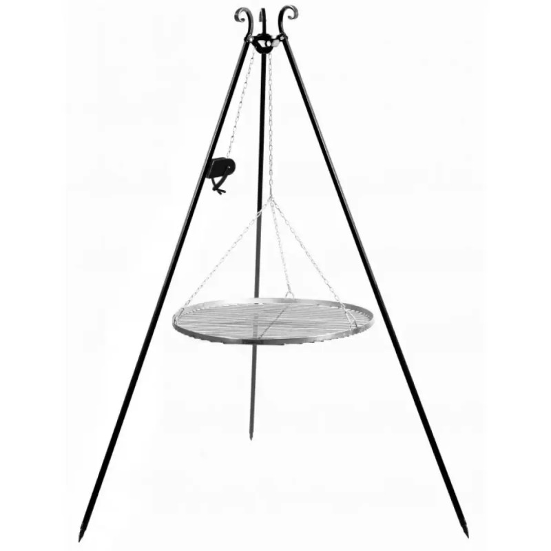 Cook King 180 Cm  -ben Til Bålsted Med 60 Cm Rustfristål Rist   Winch