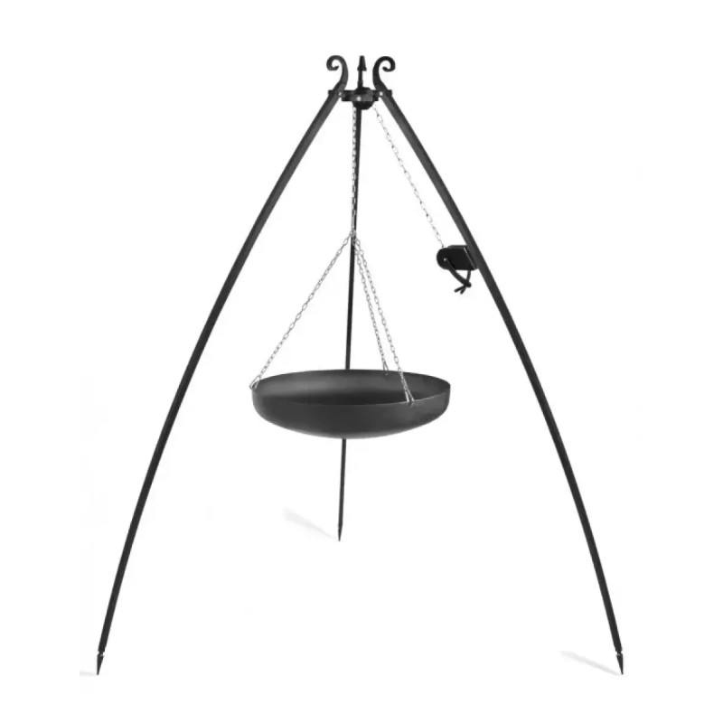 Cook King 200 Cm  -ben Til Bålsted Med 60 Cm Stålwok   Winch